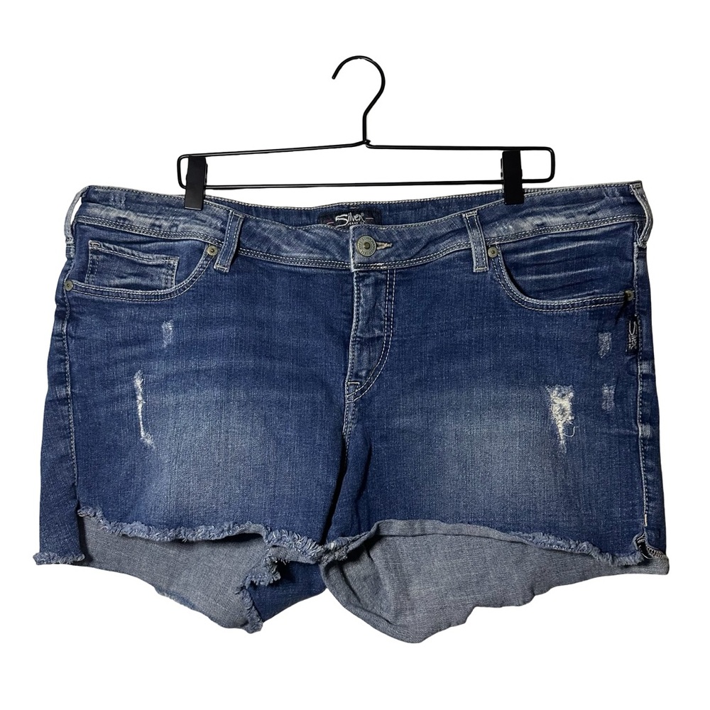 Silver Aiko cutoff denim shorts jean medium wash distressed Women's 20